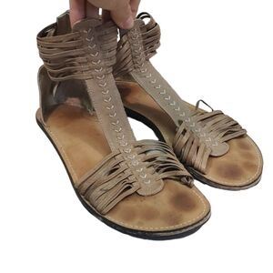 J.Shoes Estelle Gladiator Sandals Flats Side Zip shoes sz 7.5